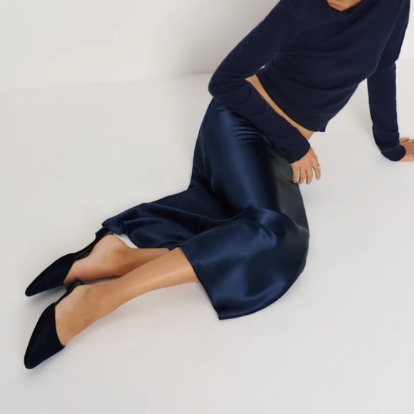 Reformation Layla Silk Skirt Midnight